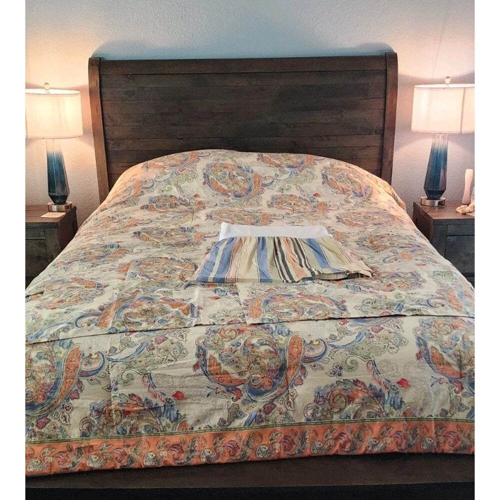 Vintage Chaps Ralph Lauren Coral Sands Queen Comforter Dust Ruffle Shams - Picture 3 of 15